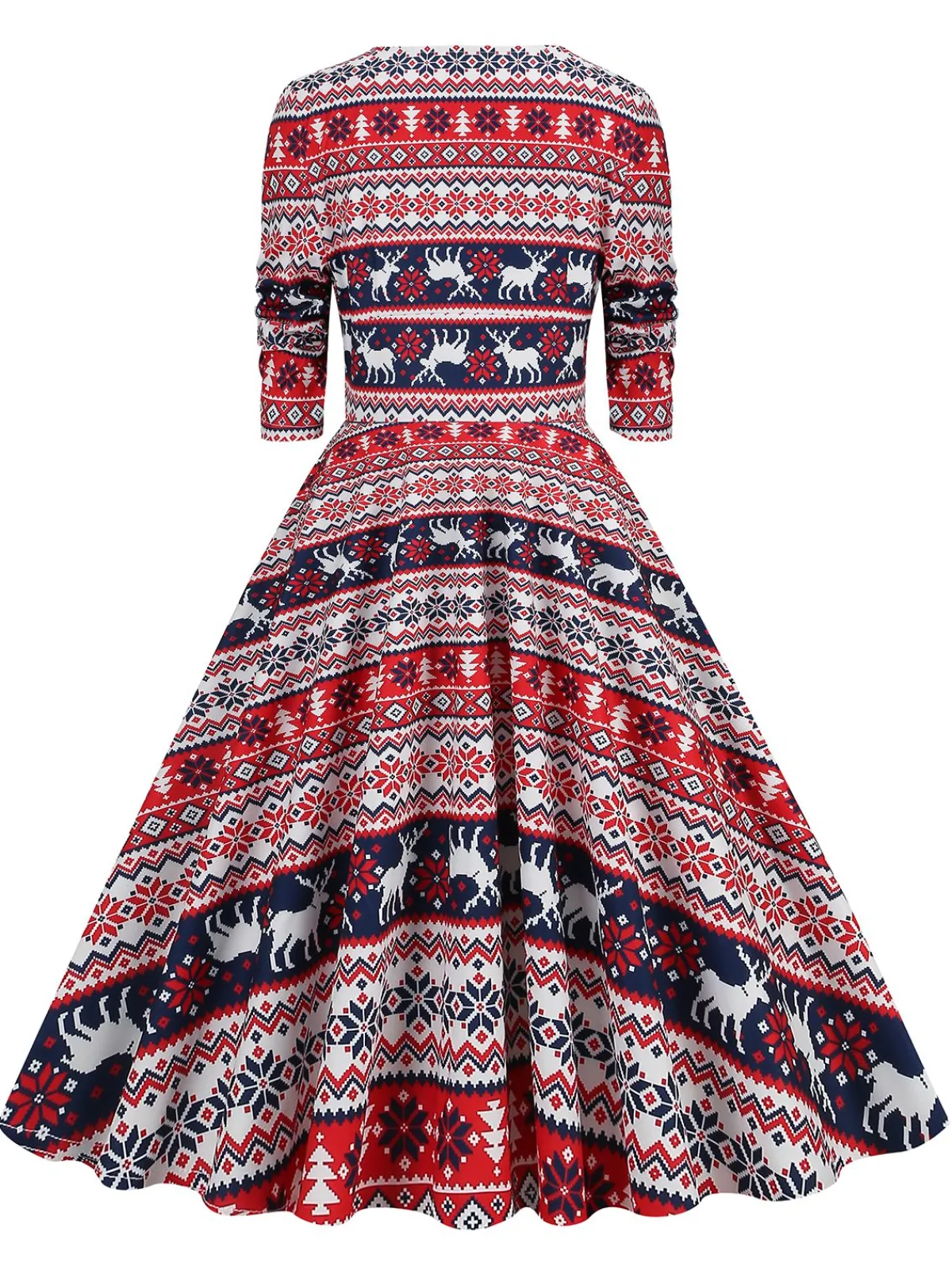 Clearance Retro Stage 1950s Christmas Patchwork V-neck Dress