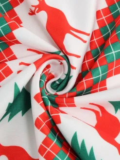 Clearance Retro Stage 1950s Christmas Patchwork V-neck Dress