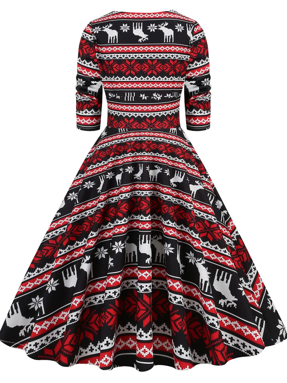 Clearance Retro Stage 1950s Christmas Patchwork V-neck Dress