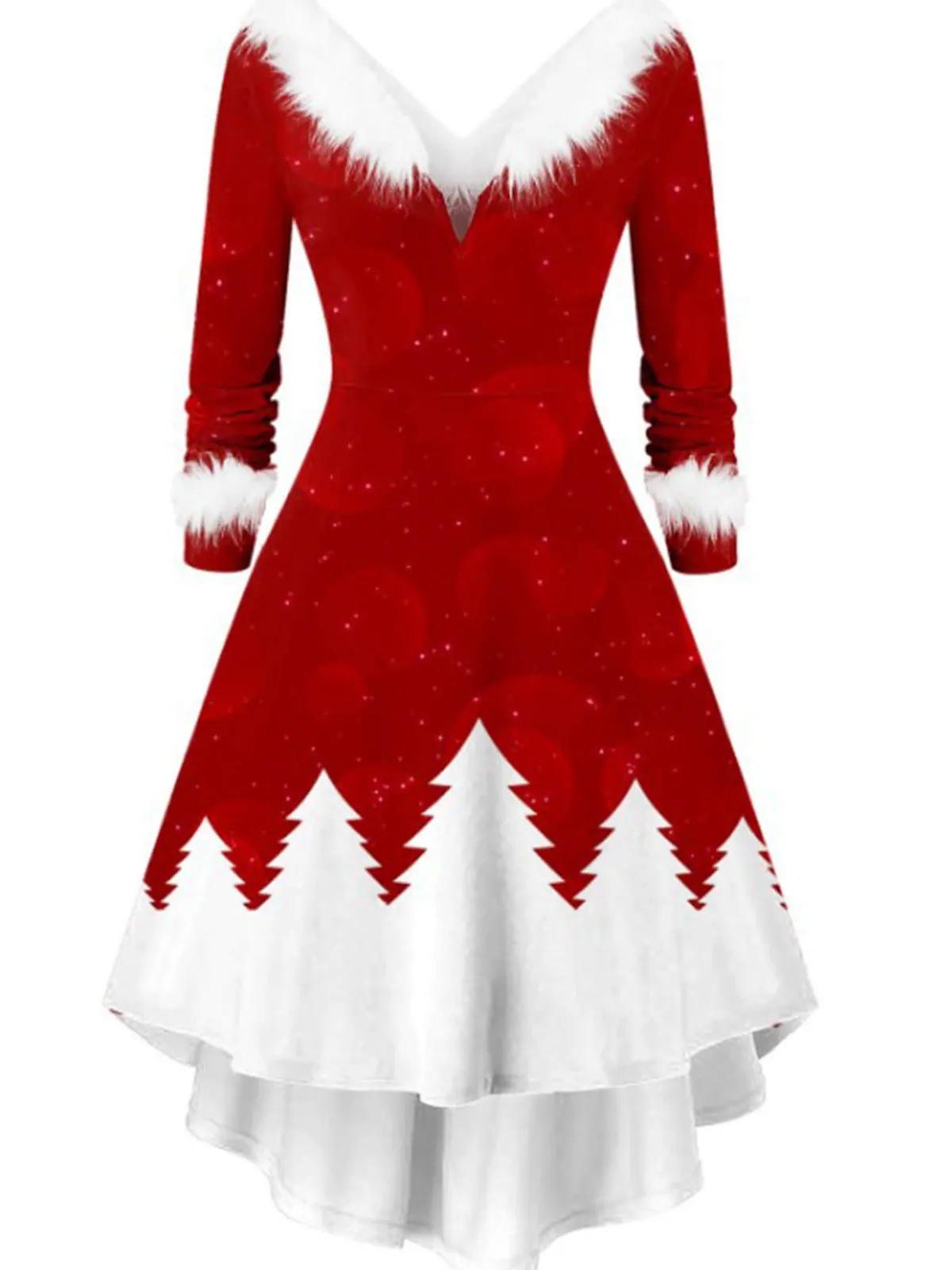 Outlet Retro Stage 1950s Christmas Plush Collar V-Neck Knitted Dress