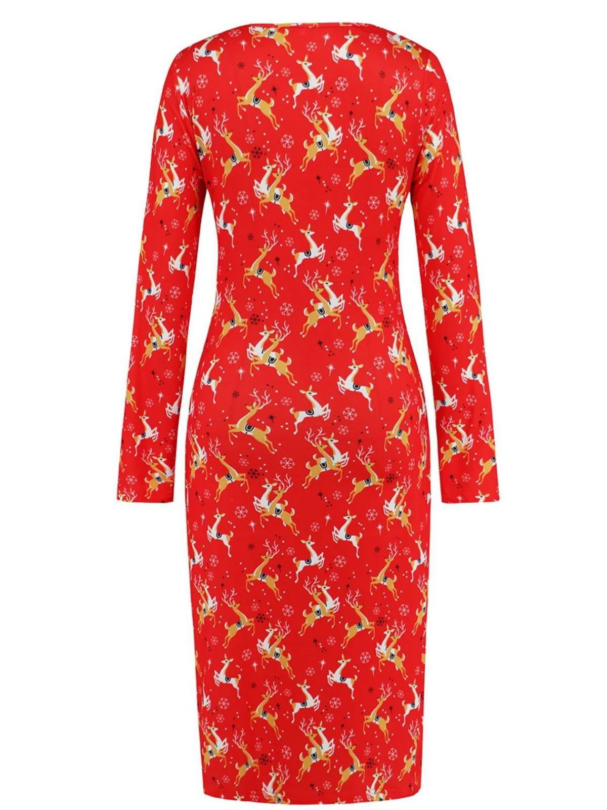 Hot Retro Stage 1960s Christmas Print V-Neck Wrap Dress