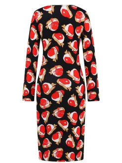 Hot Retro Stage 1960s Christmas Print V-Neck Wrap Dress