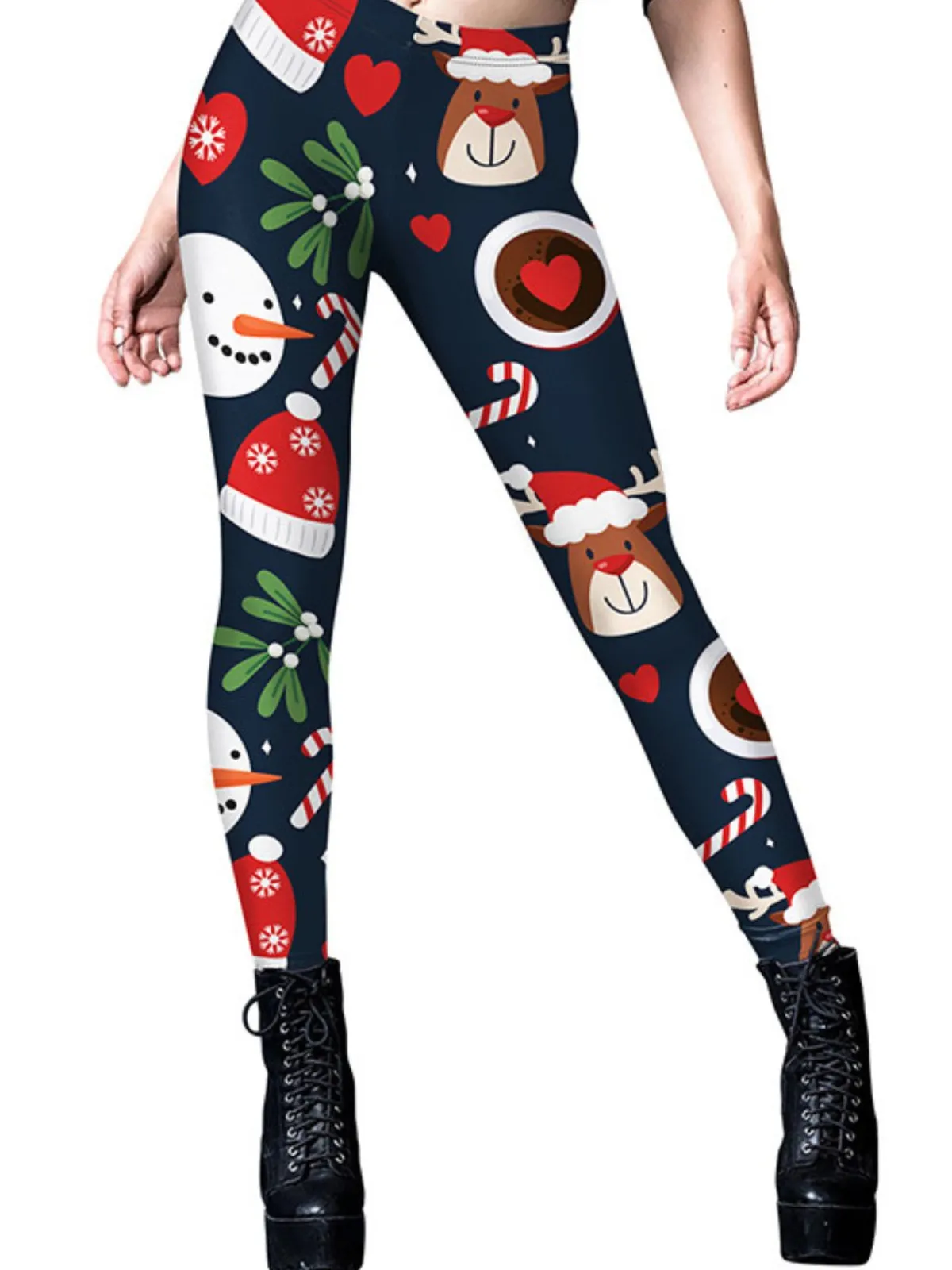 Fashion Retro Stage 1960s Christmas Printed Cute Leggings
