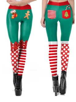 Clearance Retro Stage 1960s Christmas Printed Elastic Leggings