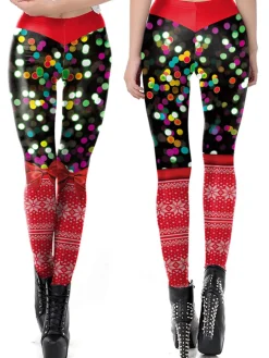 Clearance Retro Stage 1960s Christmas Printed Elastic Leggings