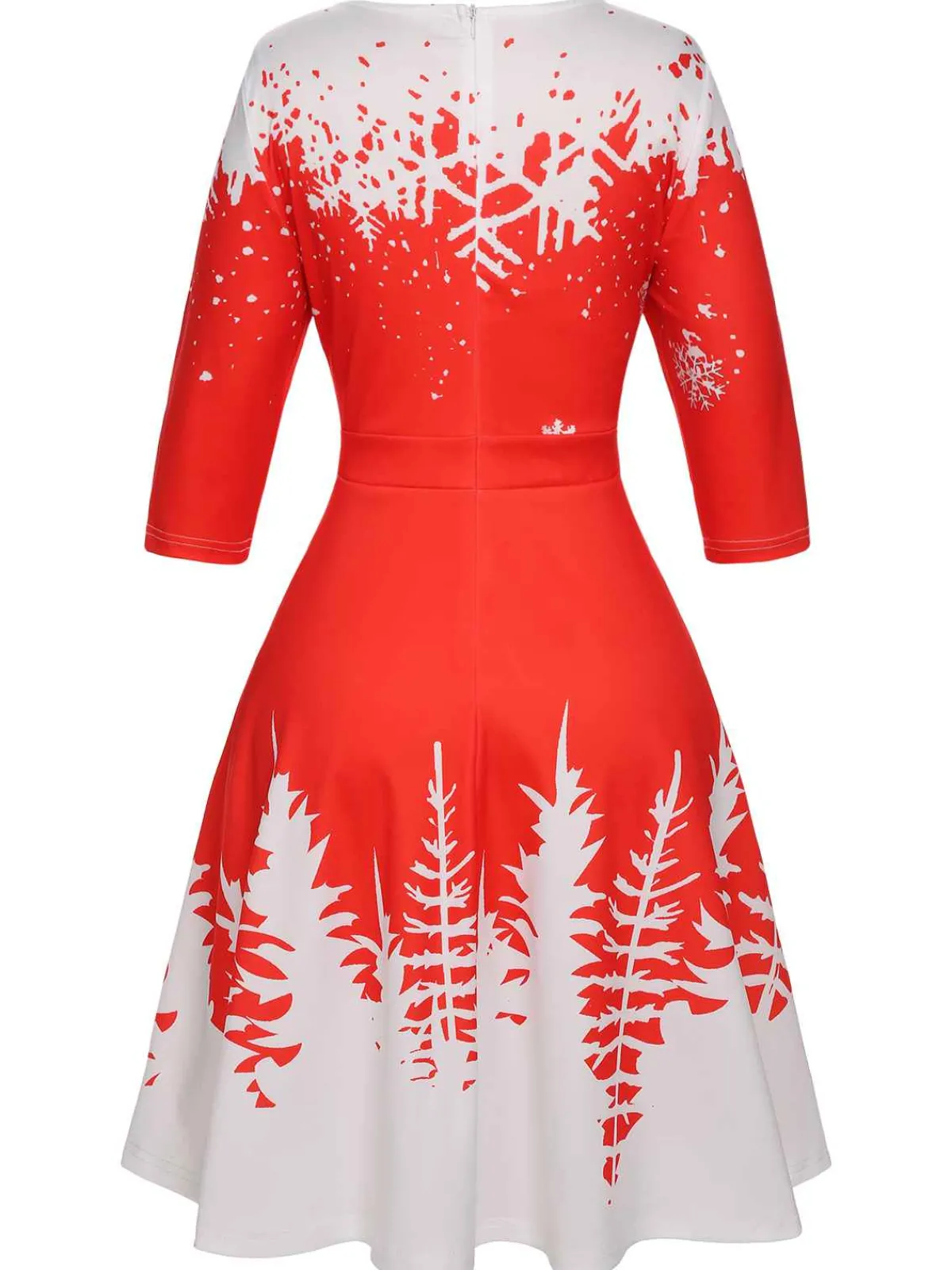 Clearance Retro Stage 1950s Christmas Round Neck Snowflake Dress