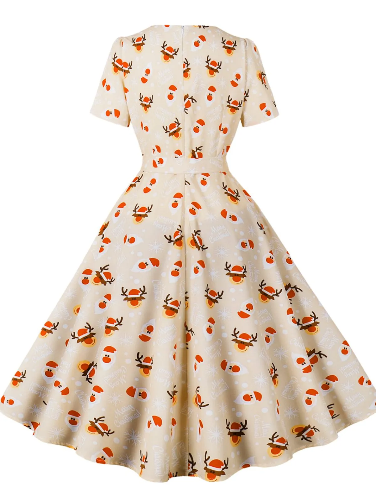 New Retro Stage 1950s Christmas Santa & Elk Print Swing Dress