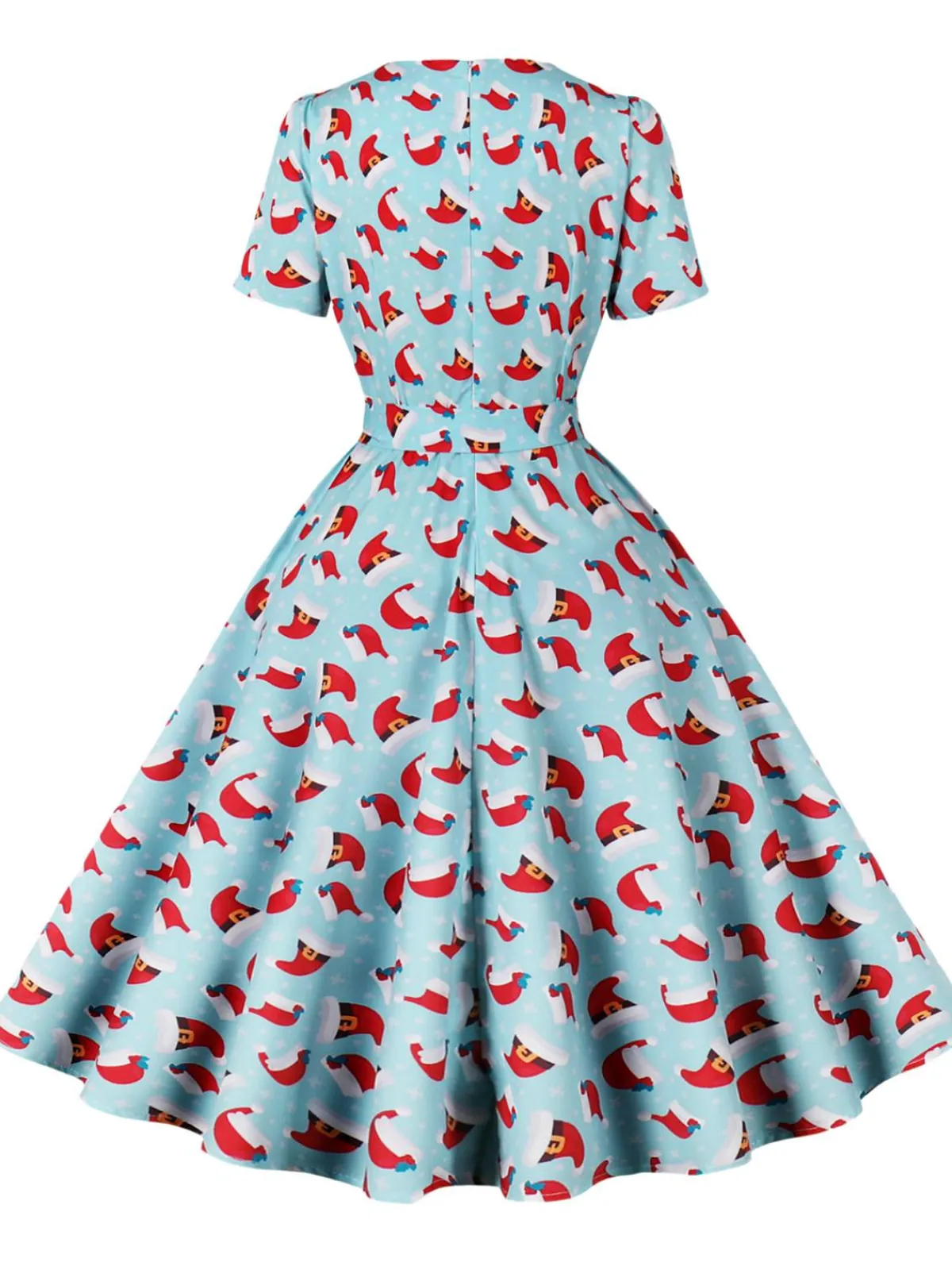 New Retro Stage 1950s Christmas Santa & Elk Print Swing Dress