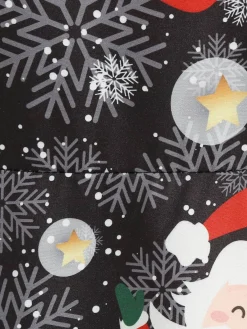 Best Retro Stage 1950s Christmas Santa Claus Lace Patchwork Dress Black
