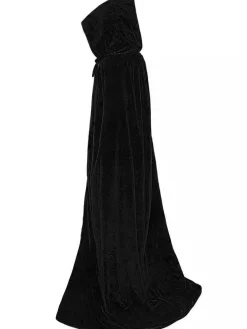 Best Retro Stage 1950s Christmas Solid Long Hooded Cape