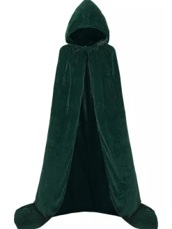 Best Retro Stage 1950s Christmas Solid Long Hooded Cape