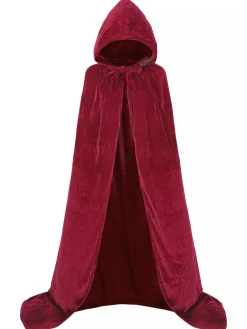 Best Retro Stage 1950s Christmas Solid Long Hooded Cape