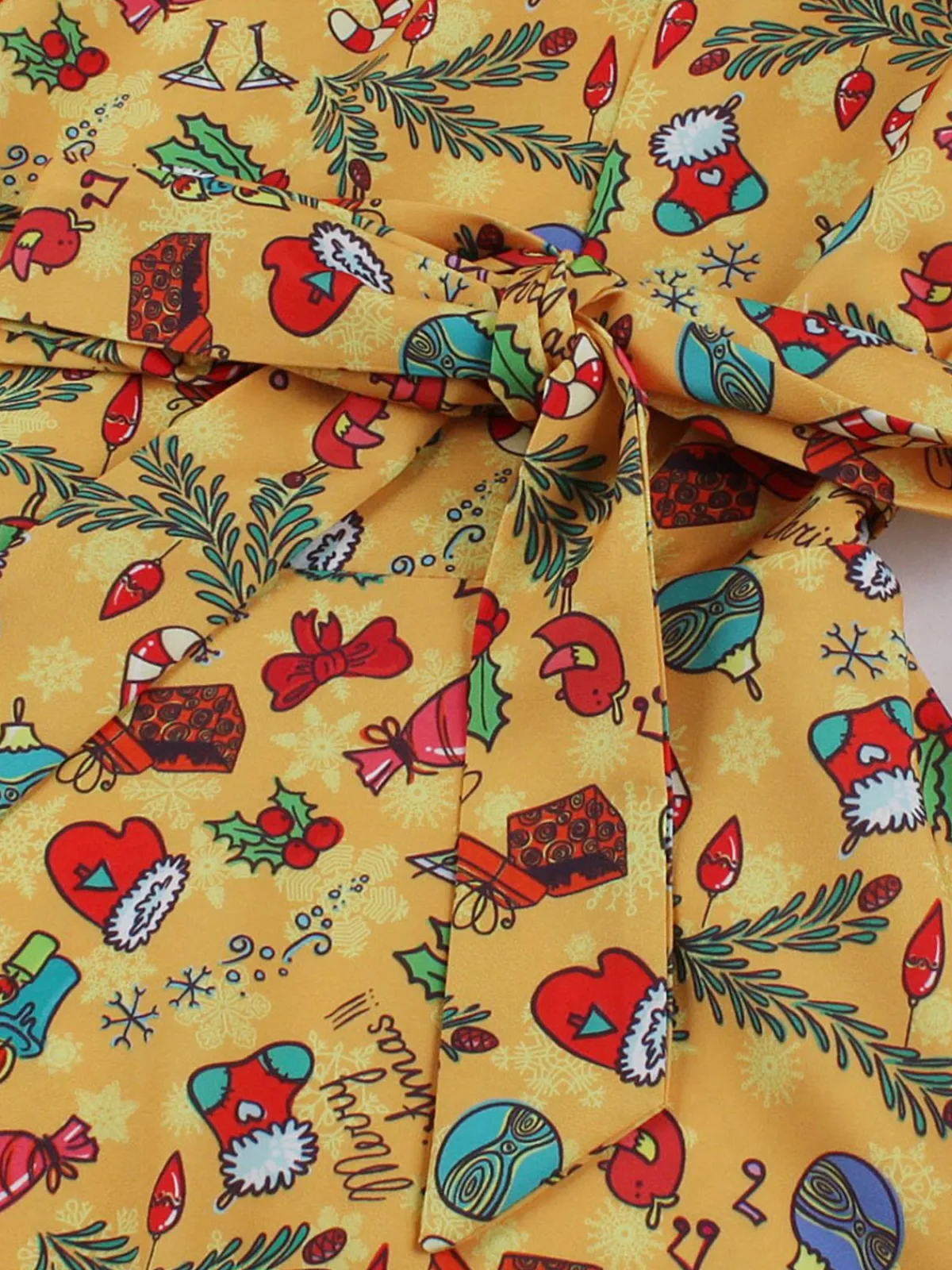 Hot Retro Stage 1950s Christmas Square Collar Patchwork Dress Yellow