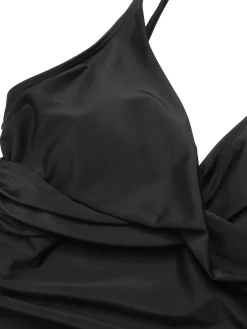New Retro Stage 1950s Classic Solid One-Piece Swimsuit