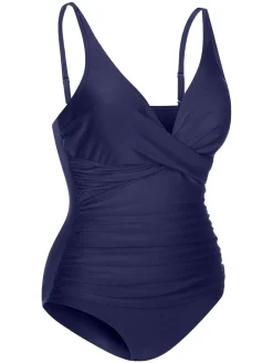 New Retro Stage 1950s Classic Solid One-Piece Swimsuit