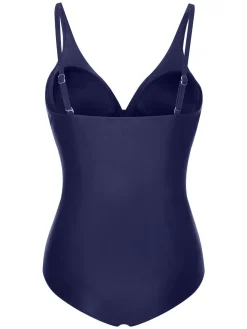 New Retro Stage 1950s Classic Solid One-Piece Swimsuit