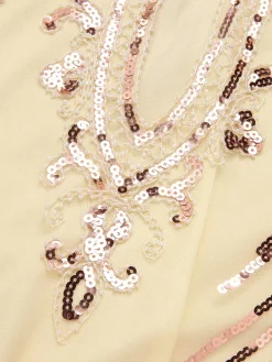 Best Retro Stage 1920s Cold Shoulder Embroidered Fringe Sequins Dress