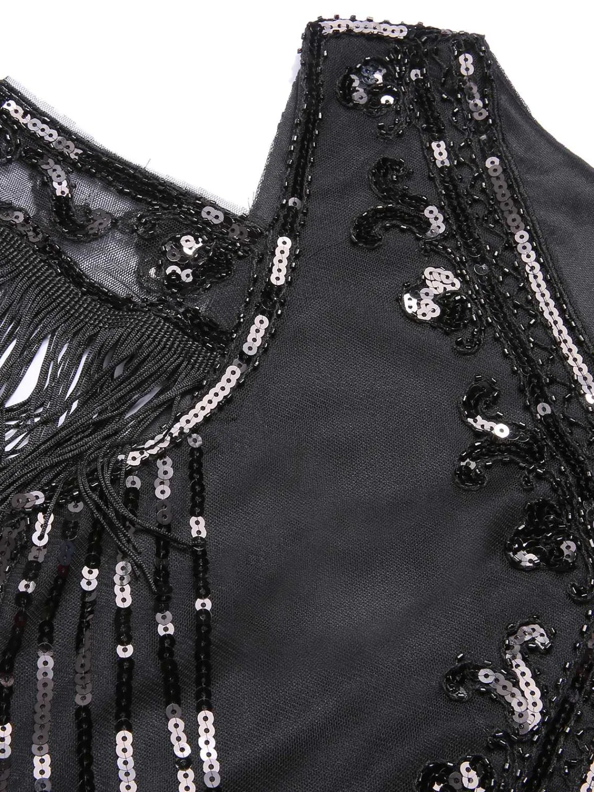Best Retro Stage 1920s Cold Shoulder Embroidered Fringe Sequins Dress