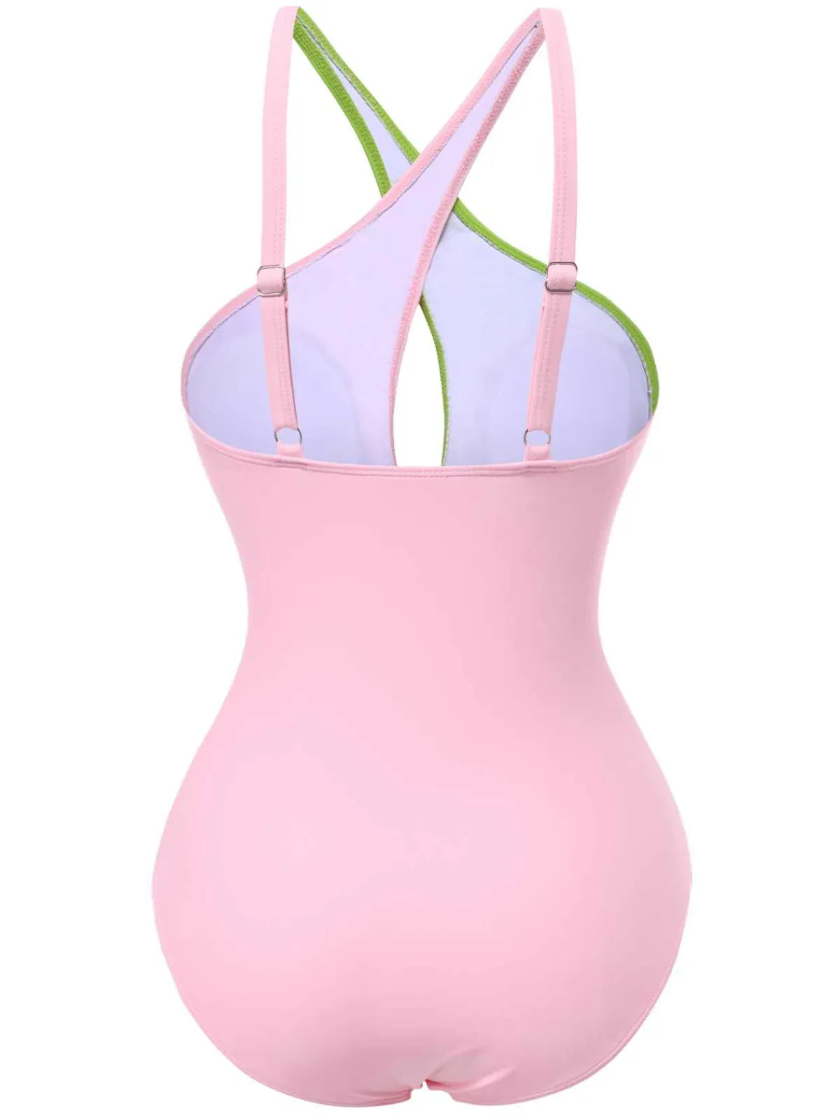 Hot Retro Stage 1980s Contrast Cross Strap Ring-Tie One-Piece Swimsuit