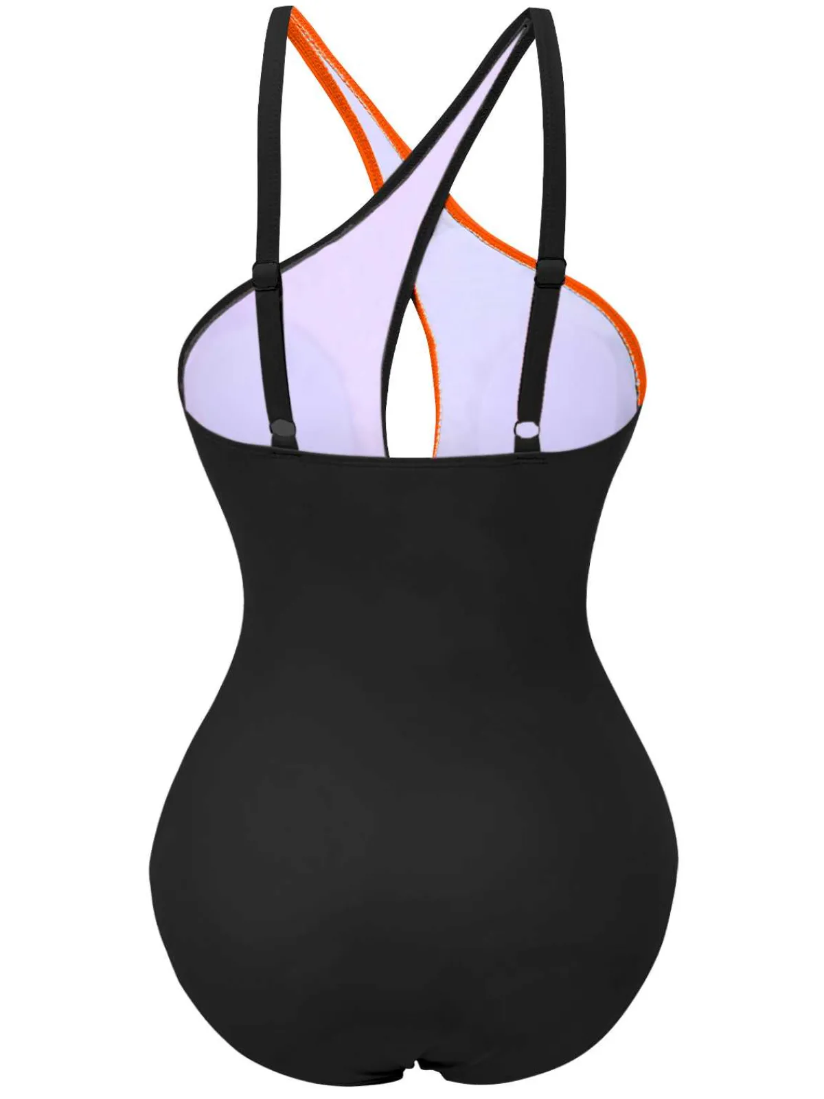 Hot Retro Stage 1980s Contrast Cross Strap Ring-Tie One-Piece Swimsuit
