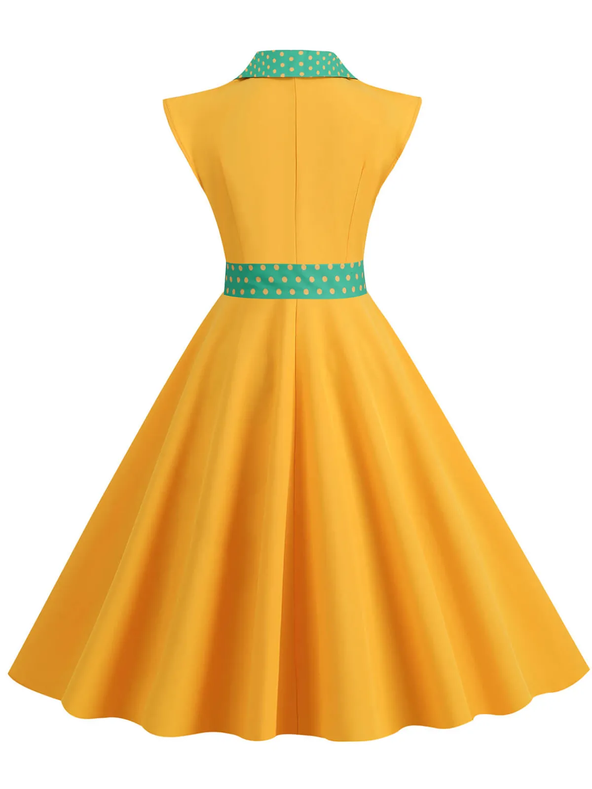 Sale Retro Stage 1950s Contrast Polka Dots Bowknot Belted Dress