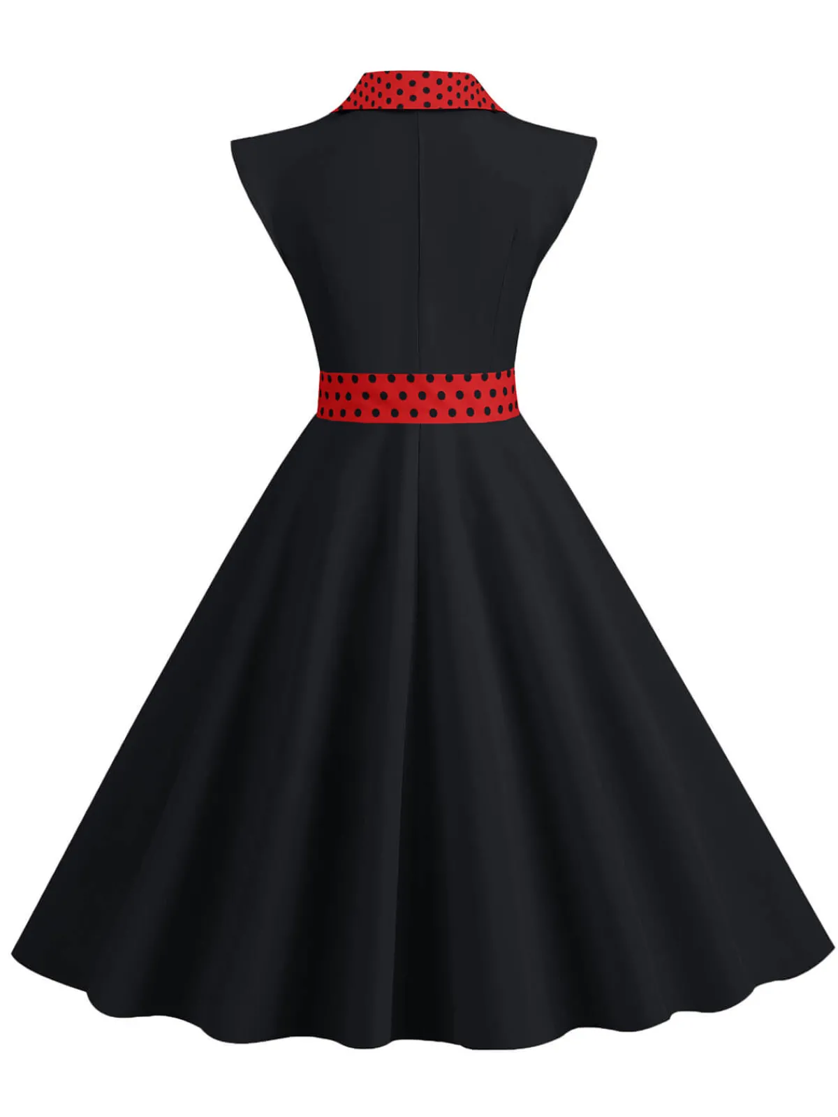 Sale Retro Stage 1950s Contrast Polka Dots Bowknot Belted Dress