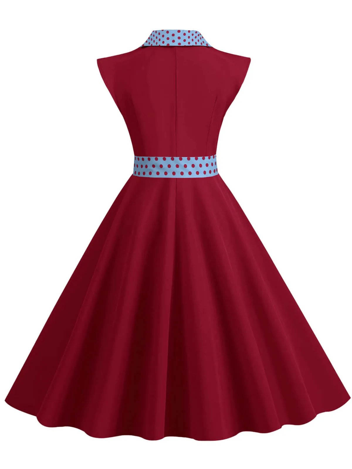 Sale Retro Stage 1950s Contrast Polka Dots Bowknot Belted Dress