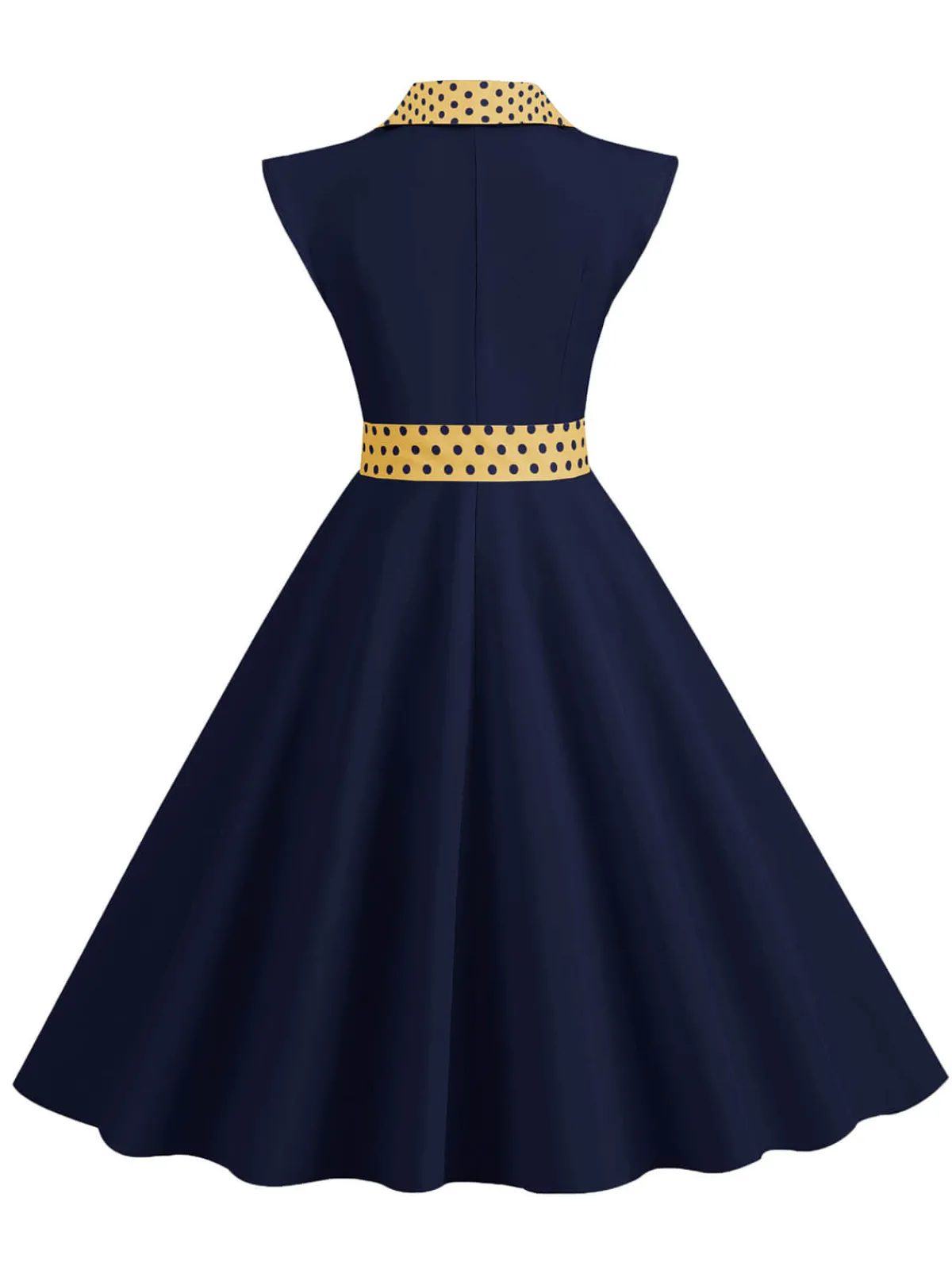 Sale Retro Stage 1950s Contrast Polka Dots Bowknot Belted Dress