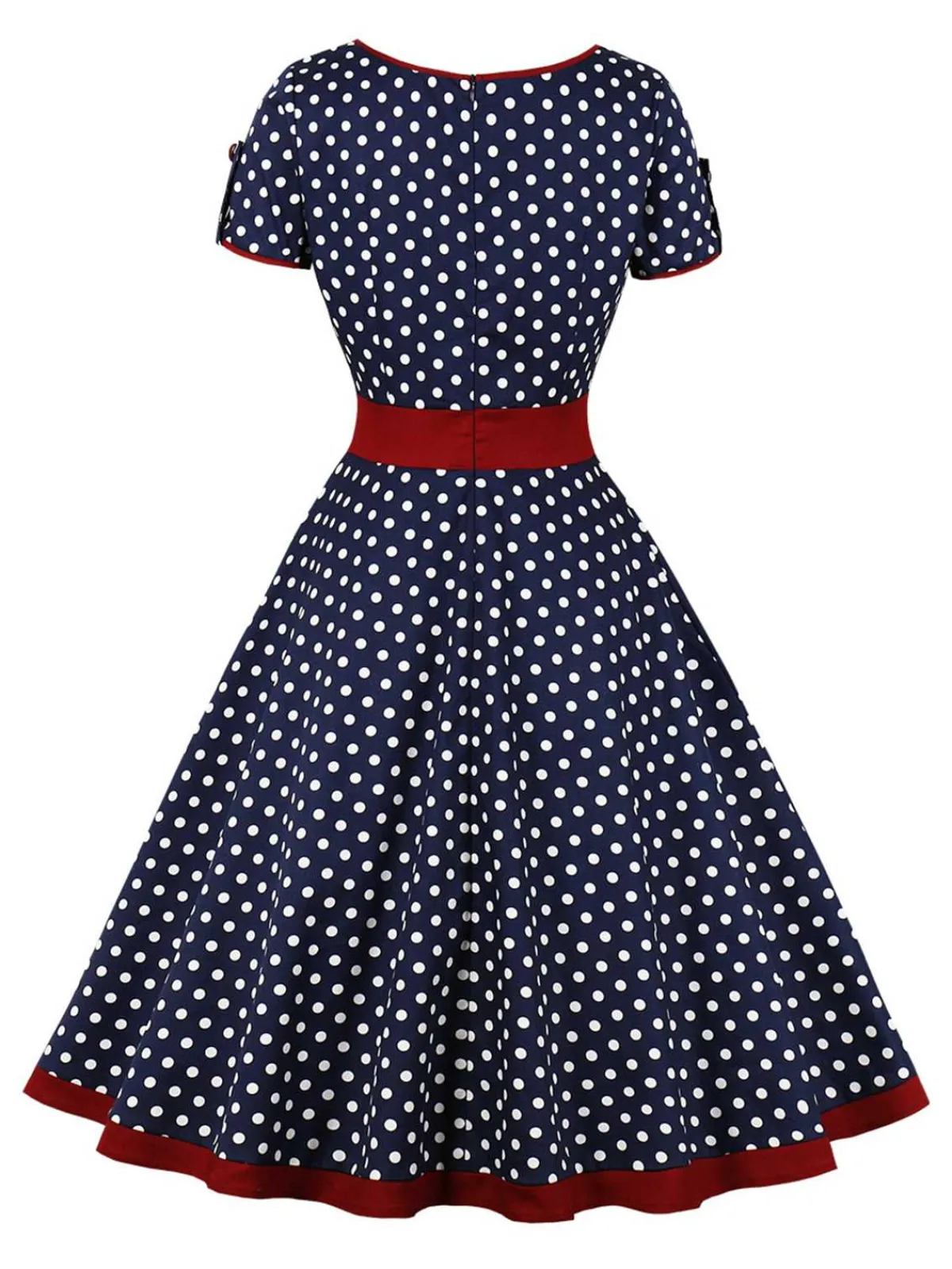 Outlet Retro Stage 1950s Contrast Polka Dots Buttoned Dress