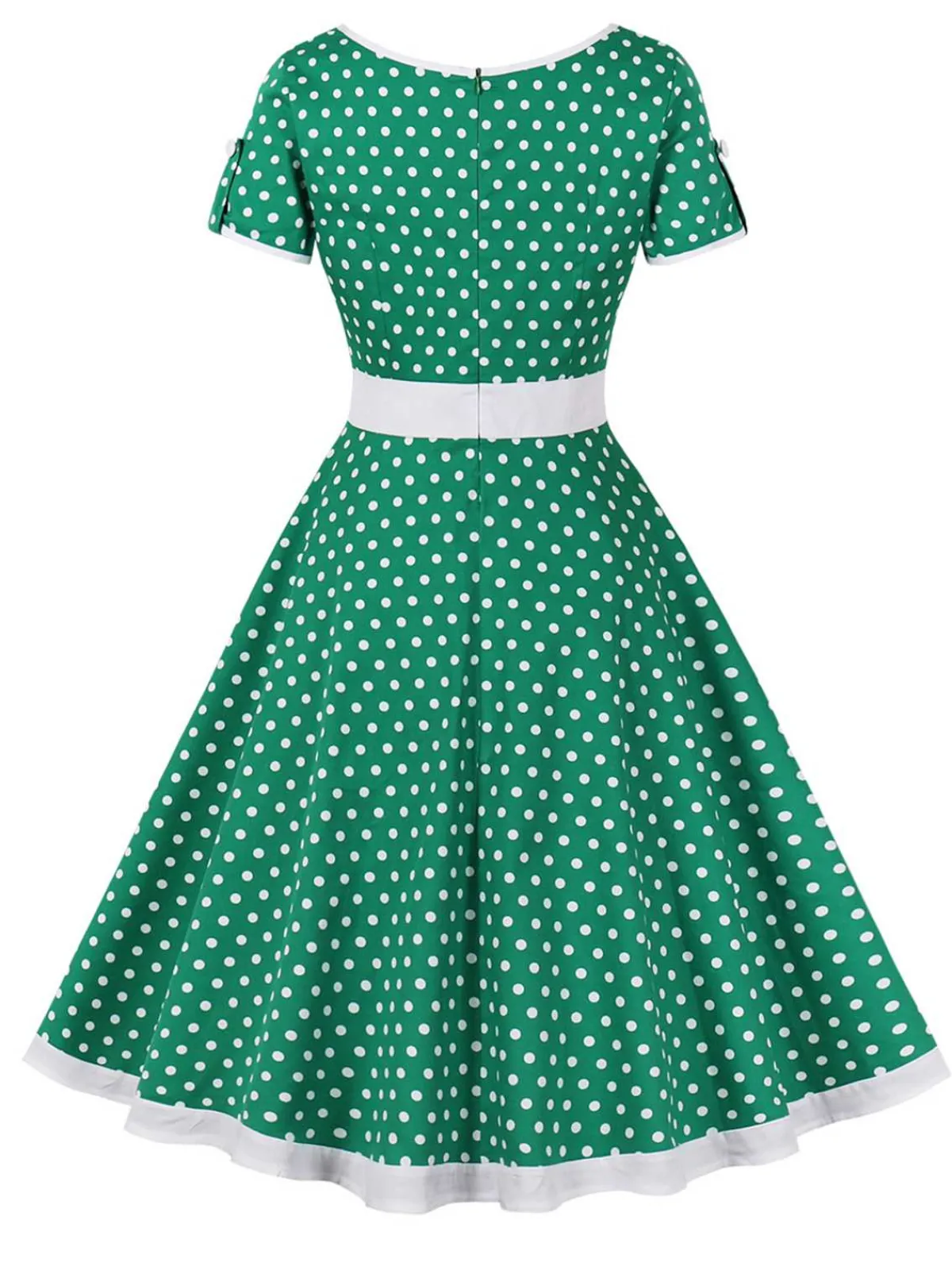 Outlet Retro Stage 1950s Contrast Polka Dots Buttoned Dress