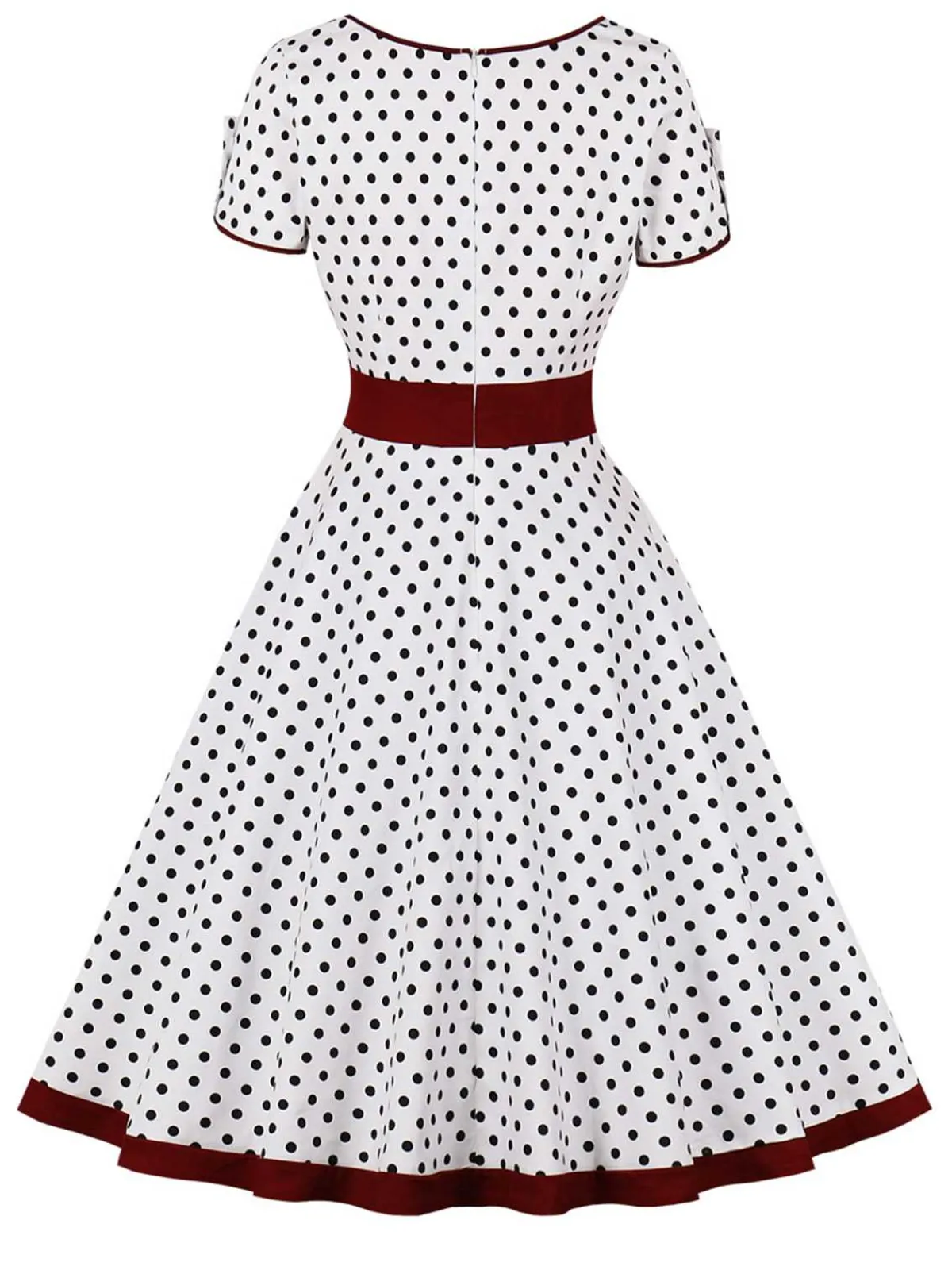 Outlet Retro Stage 1950s Contrast Polka Dots Buttoned Dress