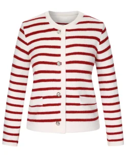 Clearance Retro Stage 1930s Contrast Striped Long Sleeve Knitted Cardigan