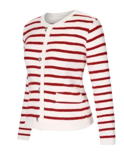 Clearance Retro Stage 1930s Contrast Striped Long Sleeve Knitted Cardigan