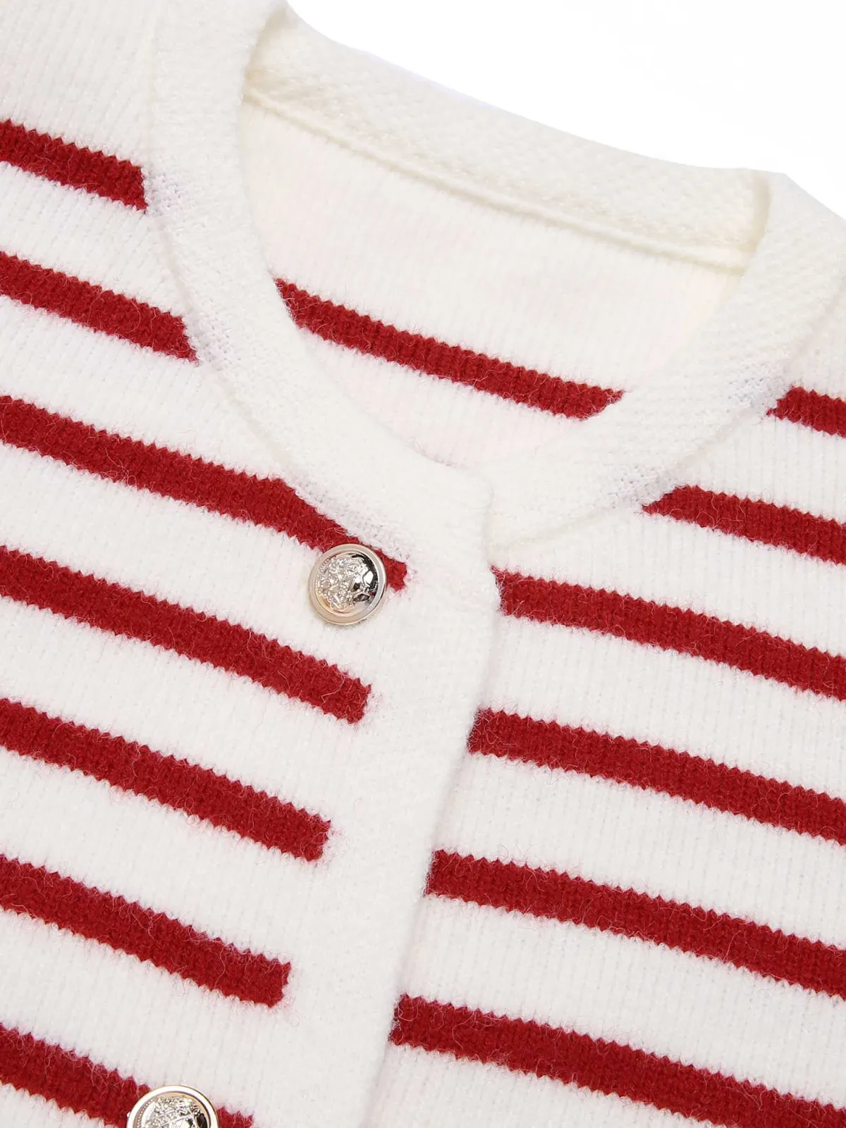 Clearance Retro Stage 1930s Contrast Striped Long Sleeve Knitted Cardigan