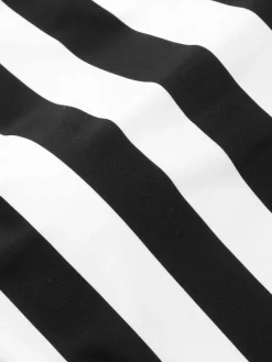 Fashion Retro Stage 1950s Contrast Stripes Triangle One-Piece Swimsuit Black & White