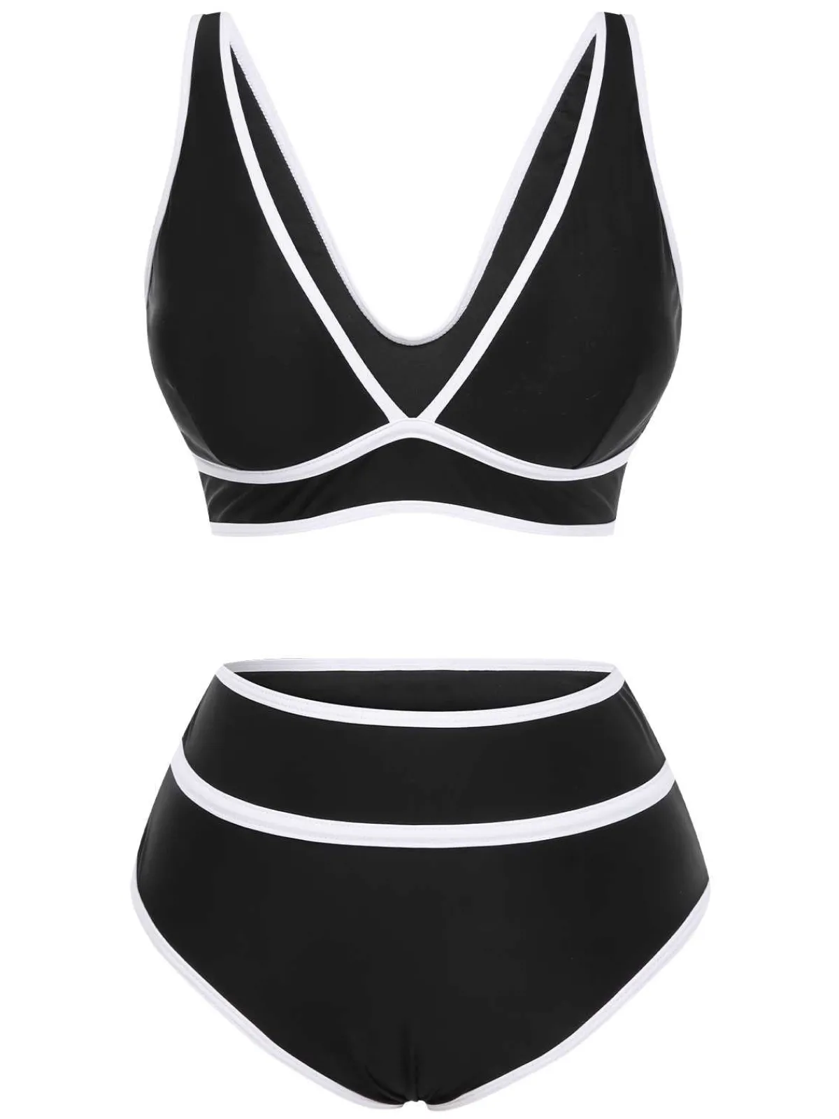 Outlet Retro Stage 1950s Contrast Trim High Waist Bikini Set