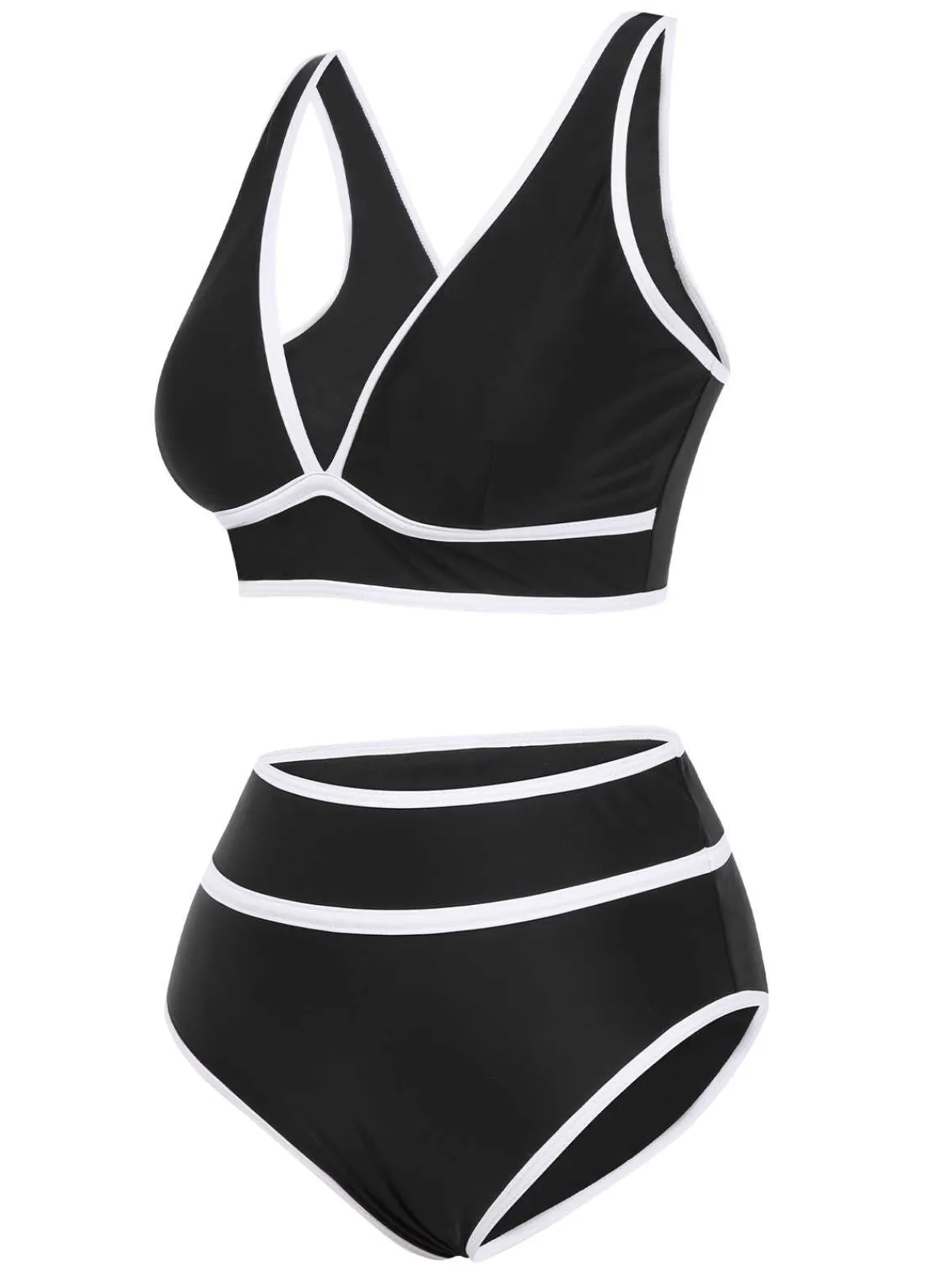 Outlet Retro Stage 1950s Contrast Trim High Waist Bikini Set
