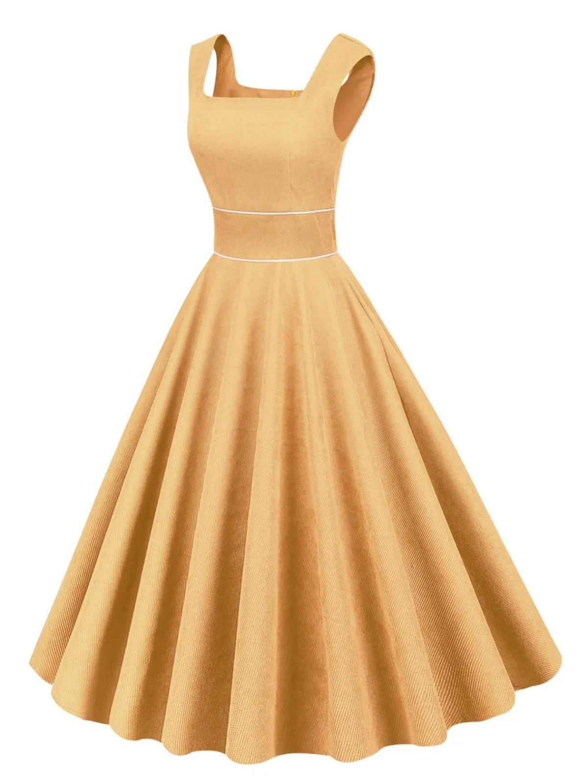 Outlet Retro Stage 1950s Corduroy Solid Vintage Dress