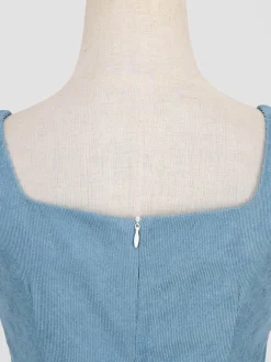 Outlet Retro Stage 1950s Corduroy Solid Vintage Dress