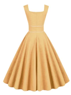 Outlet Retro Stage 1950s Corduroy Solid Vintage Dress