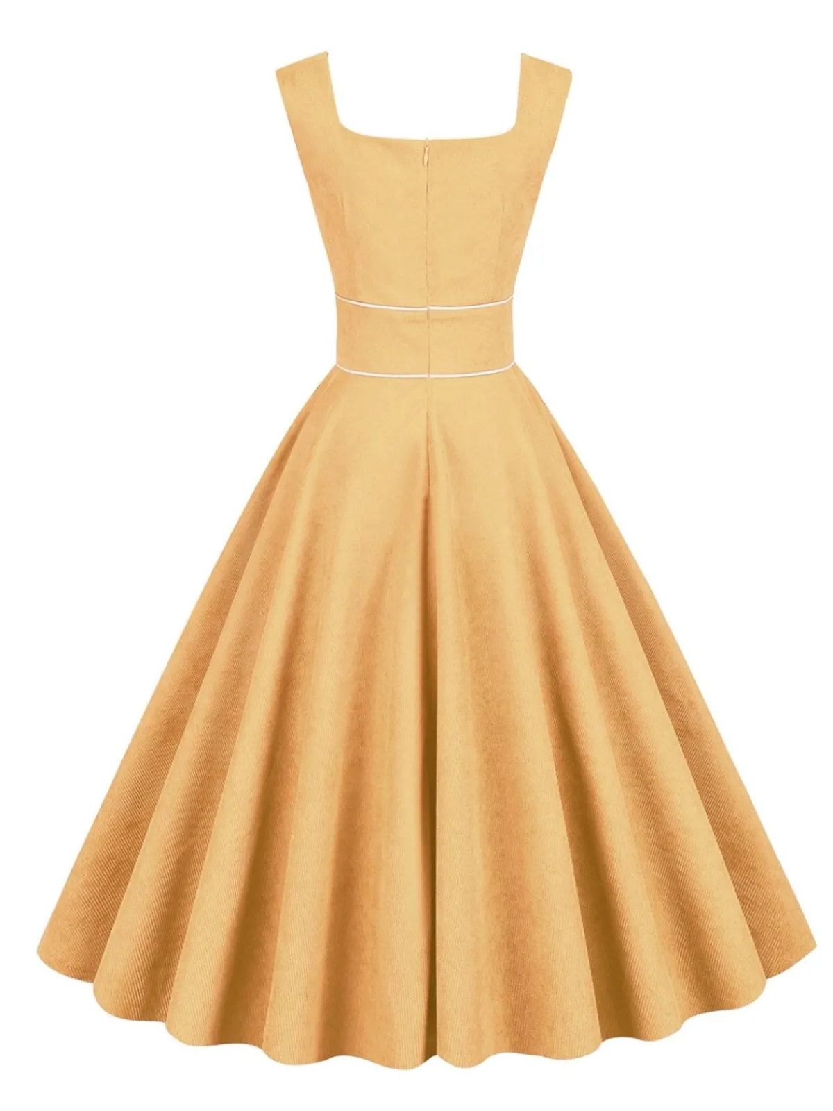 Outlet Retro Stage 1950s Corduroy Solid Vintage Dress