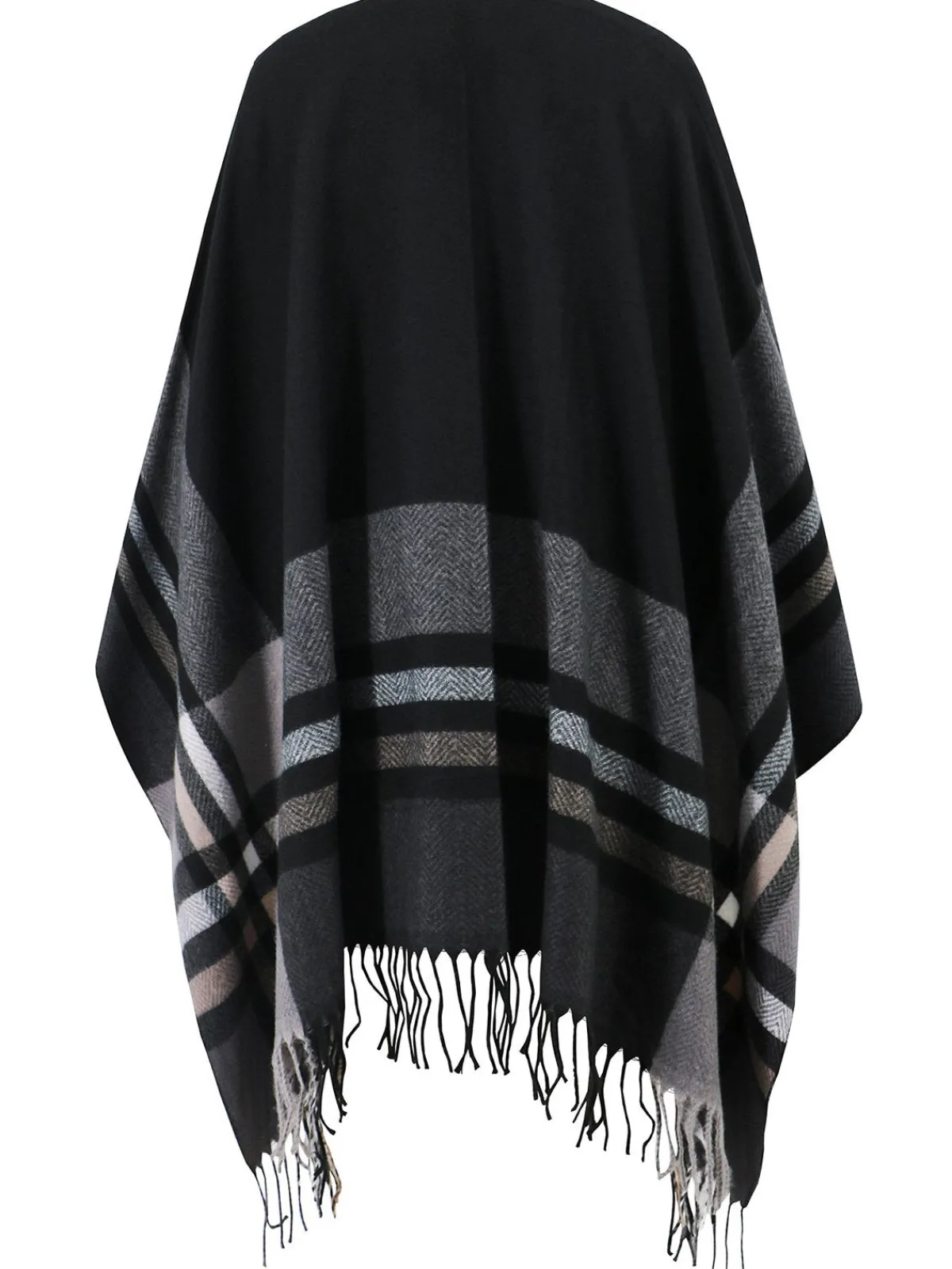 Hot Retro Stage 1950s Cozy Windproof Striped Tassel Poncho Coat