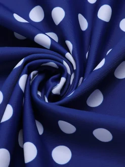 Online Retro Stage 1930s Cross Straps Polka Dots Swimsuit