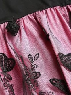 Discount Retro Stage 1950s 3D Butterfly Embroidered Patchwork Dress