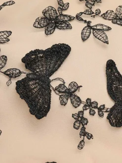 Outlet Retro Stage 1950s 3D Butterflys Mesh Patchwork Dress Black