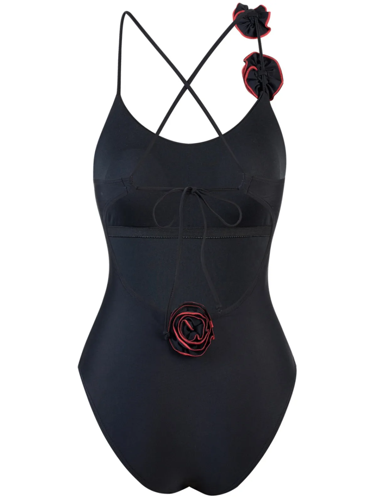 Outlet Retro Stage 1940s 3D Rose Back Cross Straps Swimsuit