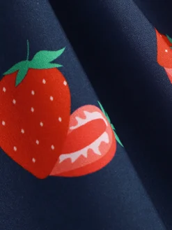 New Retro Stage 1950s Daisy & Strawberry Print Sleeveless Dress