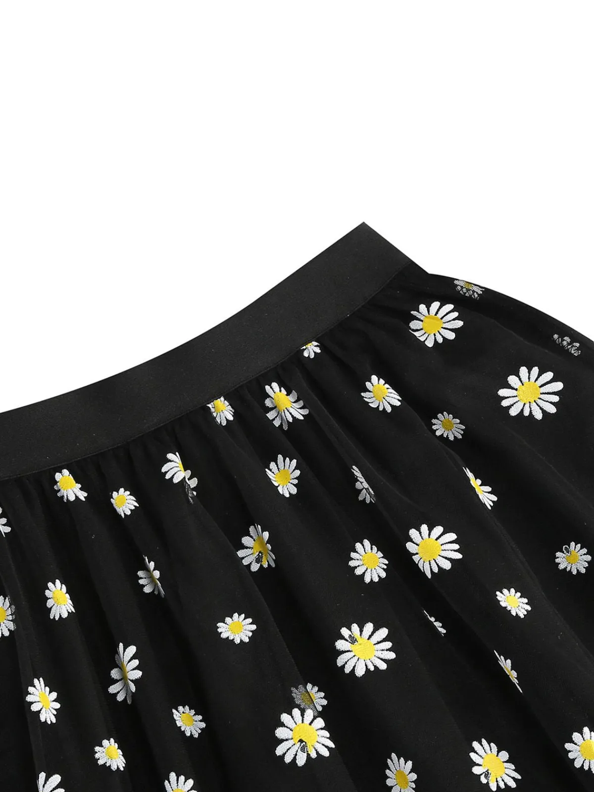 Clearance Retro Stage 1940s Daisy Mesh High Waist A-Line Skirt