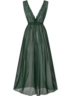 Best Retro Stage 1930s Deep V-Neck Lace Mesh Nightgown
