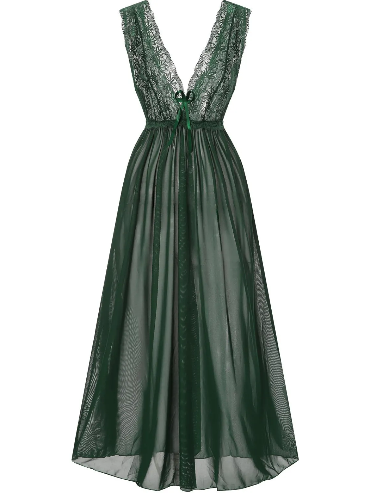 Outlet Retro Stage 1930s Deep V-Neck Lace Mesh Nightgown
